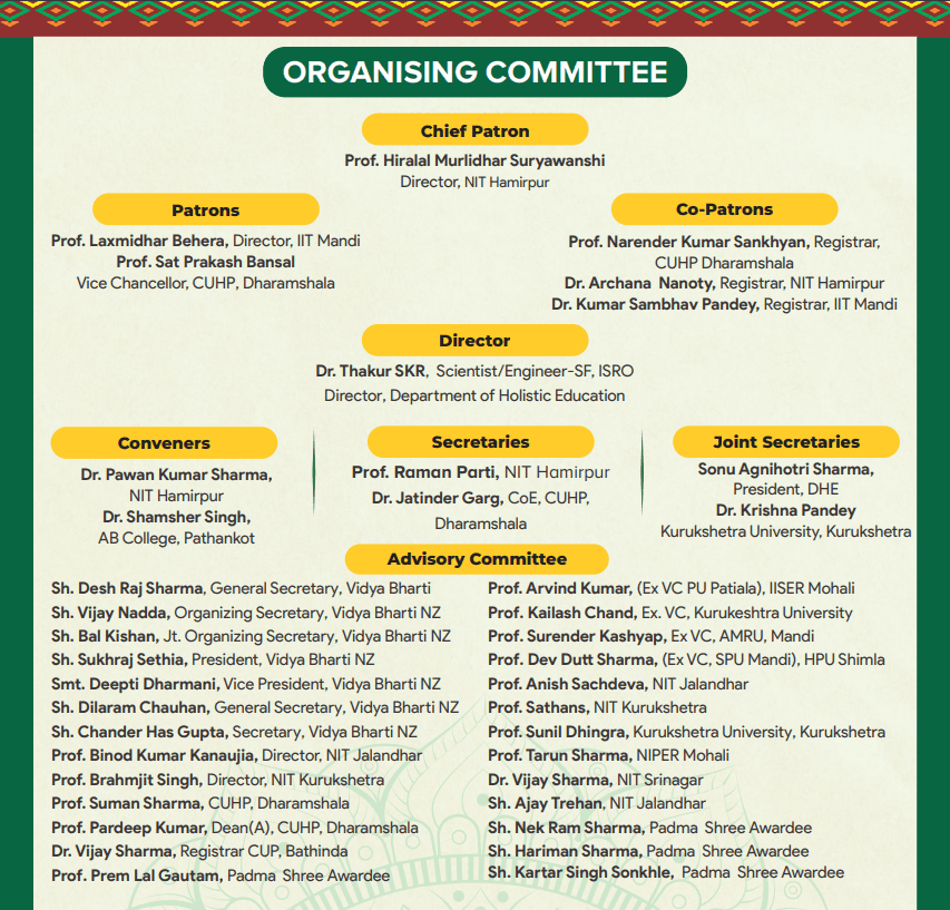 Official Shiksha Mahakumbh 6.0 organising committee chart — Chief Patron through Advisory Committee